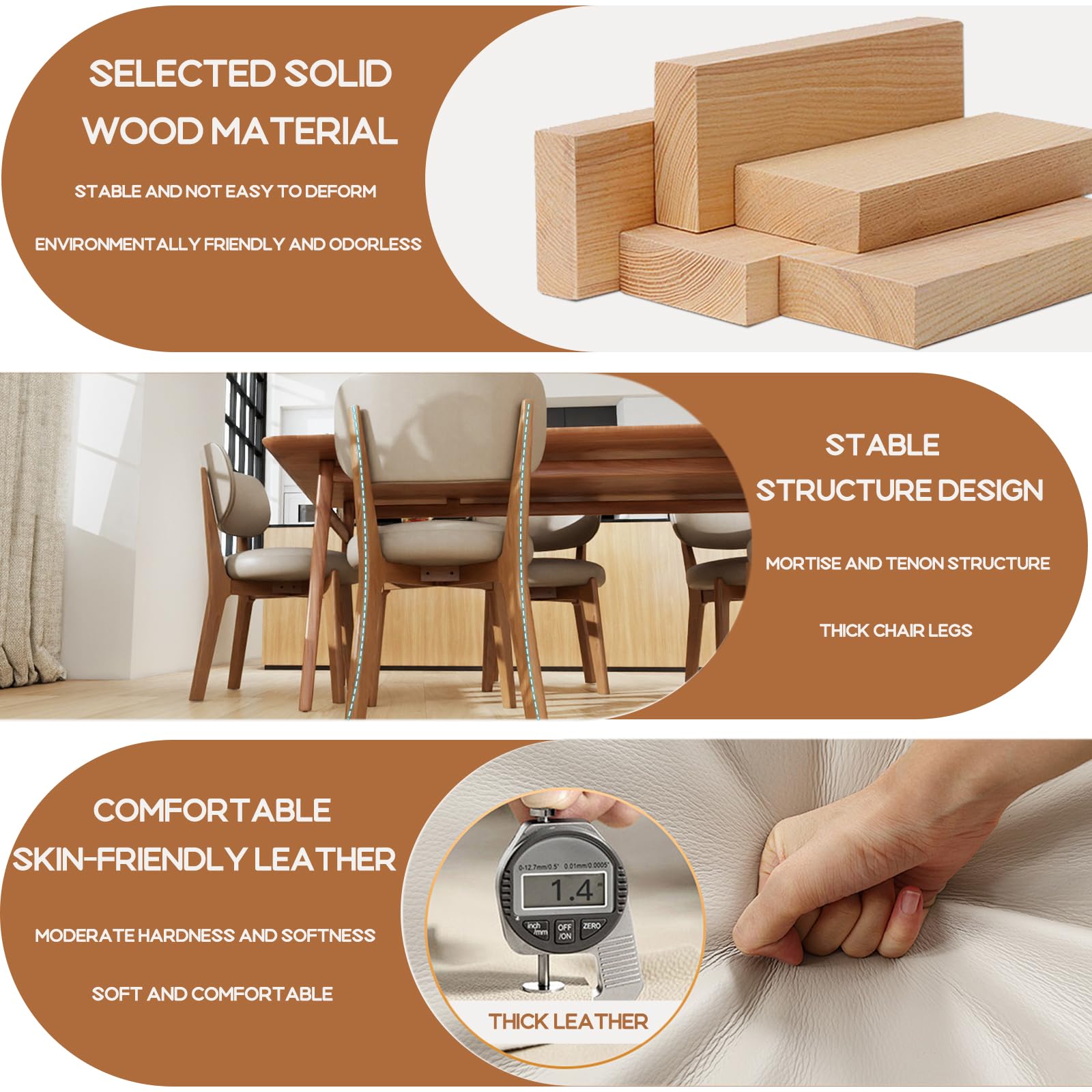 Set da 2 pezzi Gepolsterte Esszimmerstühle mit Rückenlehne & Holzbeinen - Stilvolle Hellkhaki Stühle für Küche, Esszimmer, Wohnzimmer, Lounge & Büro Einrichtung