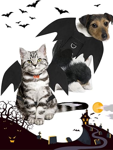 Miniatura 2 de Disfraz de Halloween para perro, alas de murciélago para mascotas, disfraz de fiesta de cosplay de Halloween para perros pequeños y gatos (S), color