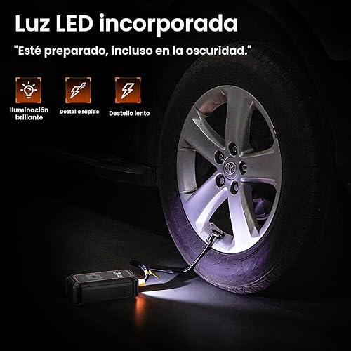 Miniatura 11 de OlarHike Inflador de neumáticos inalámbrico, compresor de aire portátil, 150 PSI de doble potencia, 5400 mAh y 12 V CC, bomba de aire para