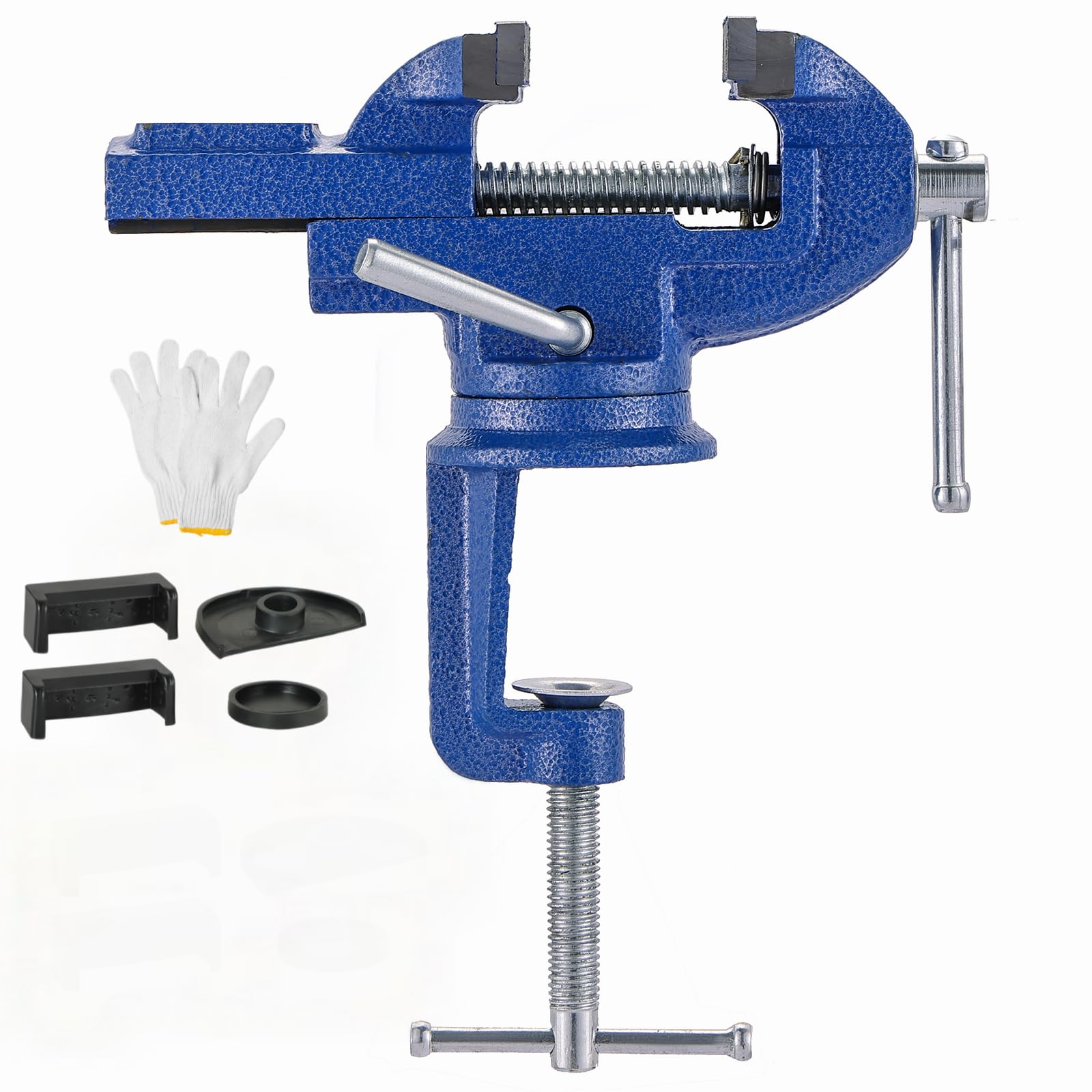 DASBET Table Vise Universal 2.5 Inch Work Bench Vice Clamp 360°Swivel Base