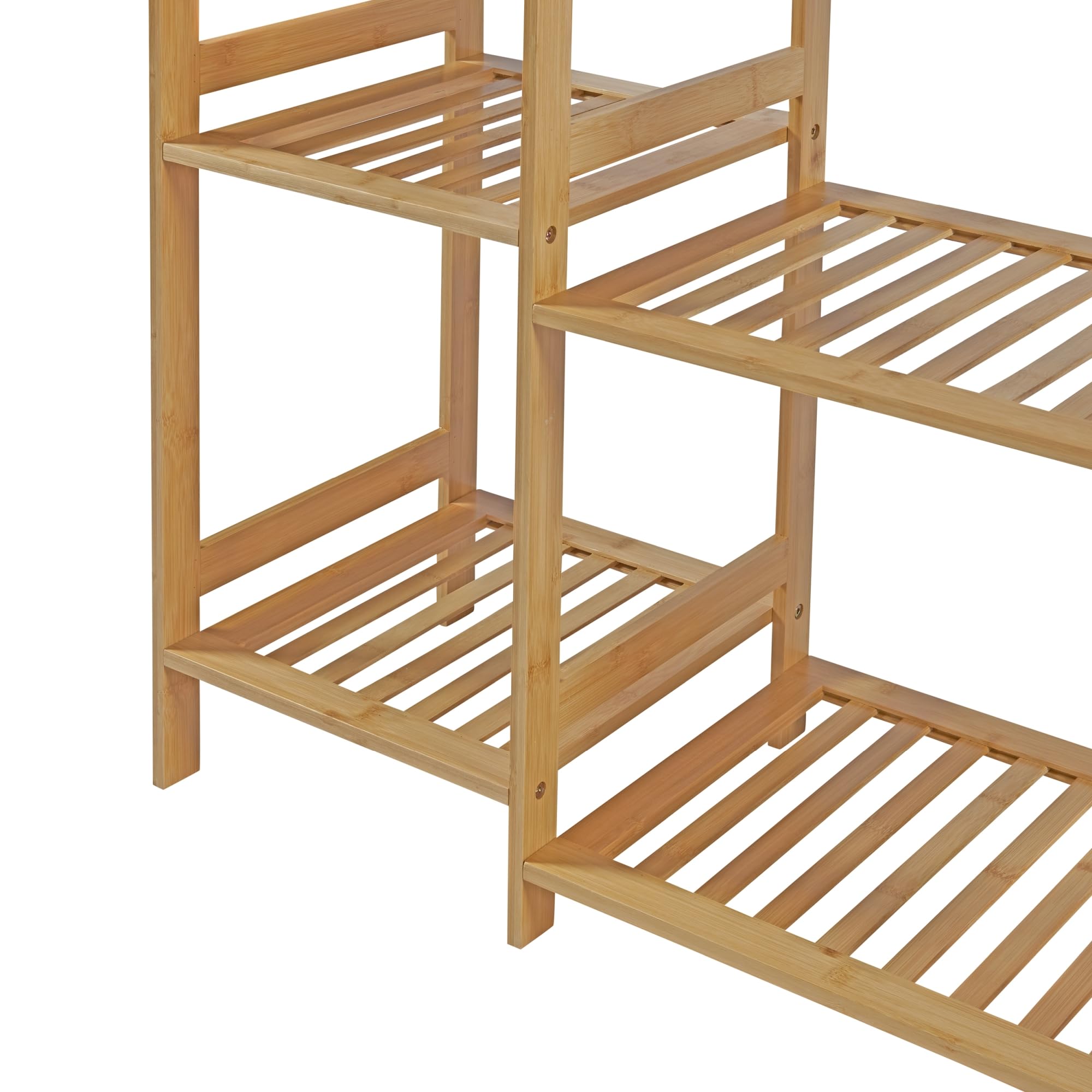 [en.casa] Stand Appendiabiti Armadio Aperto per Guardaroba Organizzatore con Barra Porta Abiti r Ripiani Struttura Aperta in Bambù 165 x 122 x 35 cm