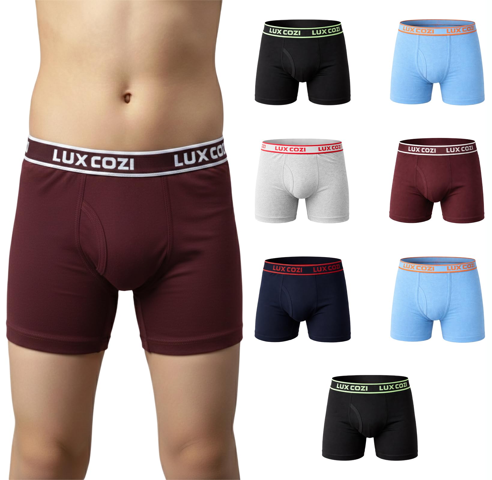 Lux Cozi Bigshot Boy's Pack of 8 Super Combed Cotton Outer Elastic