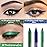 EVPCT 3Pc Shimmer Emerald Green & Shimmer Royal Blue & Green Gel Glitter Eyeliner Pencils Set - Waterproof, Smudge Proof Eye Liner Makeup - 06, 07, 12