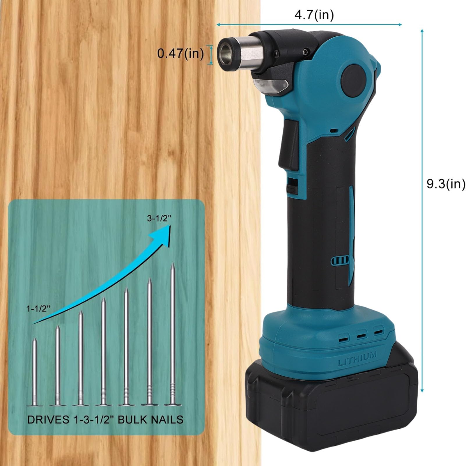 WINH 0-90 Grados de Pistola Ajustable para Clavos de Palma, Uñas de Uñas Martillo de Profesional Potente 14000r/min para Enmarcar (Enchufe de la UE)