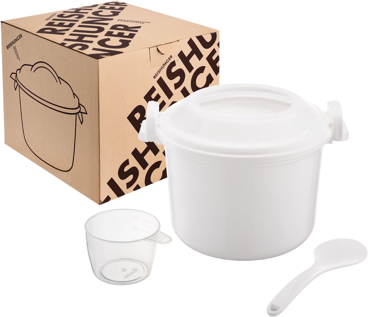 Reishunger Microwave Rice Cooker for up to 4 persons (1.2l) - Also for quinoa, couscous and potatoes, BPA-free