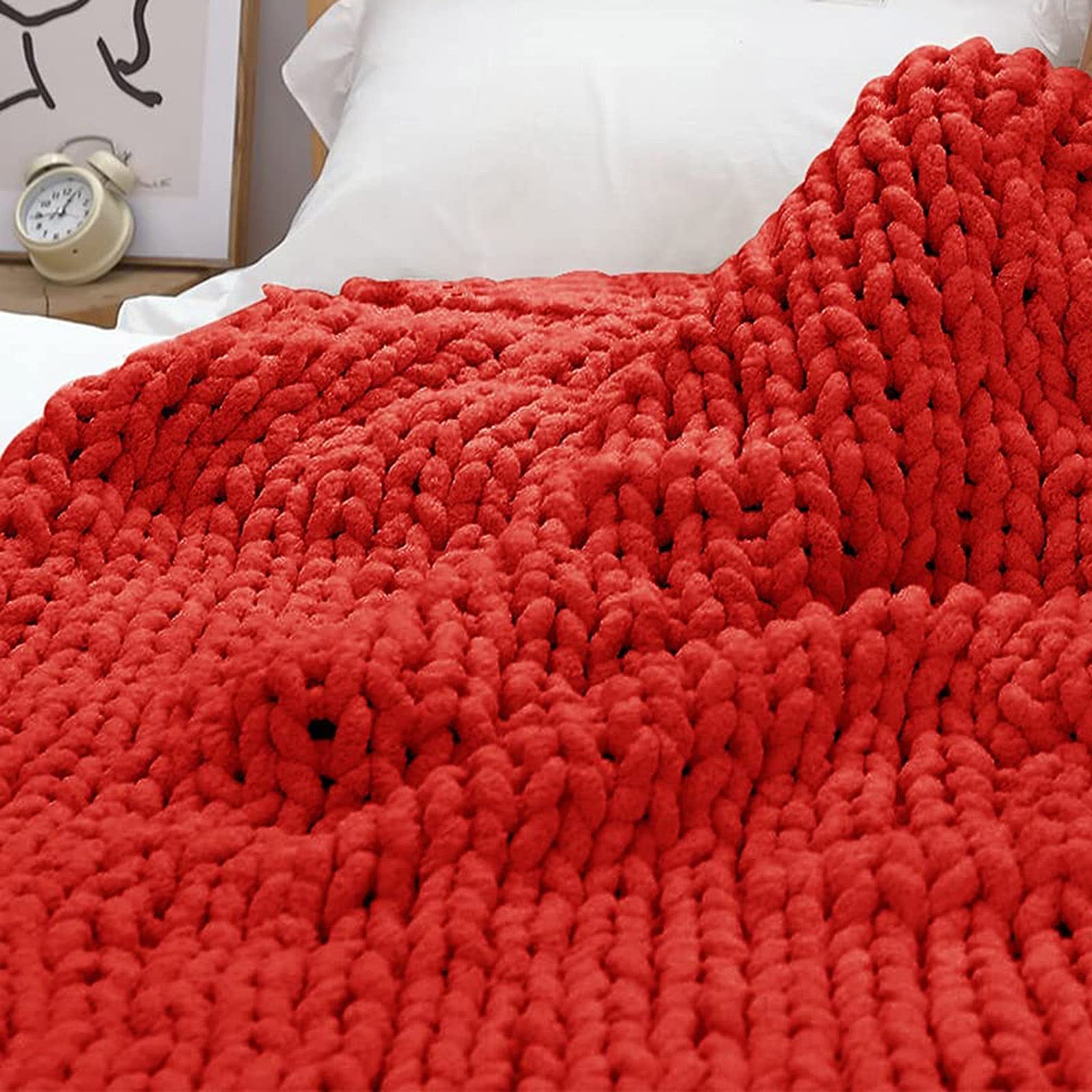 Coperta lana lavorata a maglia grossa Coperta in ciniglia fatta a mano Coperta lavorata a maglia grossa Coperta morbida calda accogliente per divano letto, sedia, miglior regalo, lavabile in lavatrice