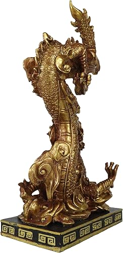 Miniatura 7 de Ebros Gift Estatua decorativa del rey dragón dorado con base de pedestal negro de 10.25 pulgadas de alto, estatua oriental legendaria de Yin Yang de