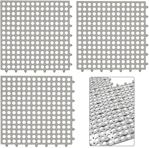 tonchean 24 tapetes de baño entrelazados, 11.8 x 11.8 pulgadas, tapete de PVC suave para ducha con ventosas, agujeros de drenaje para piscina y