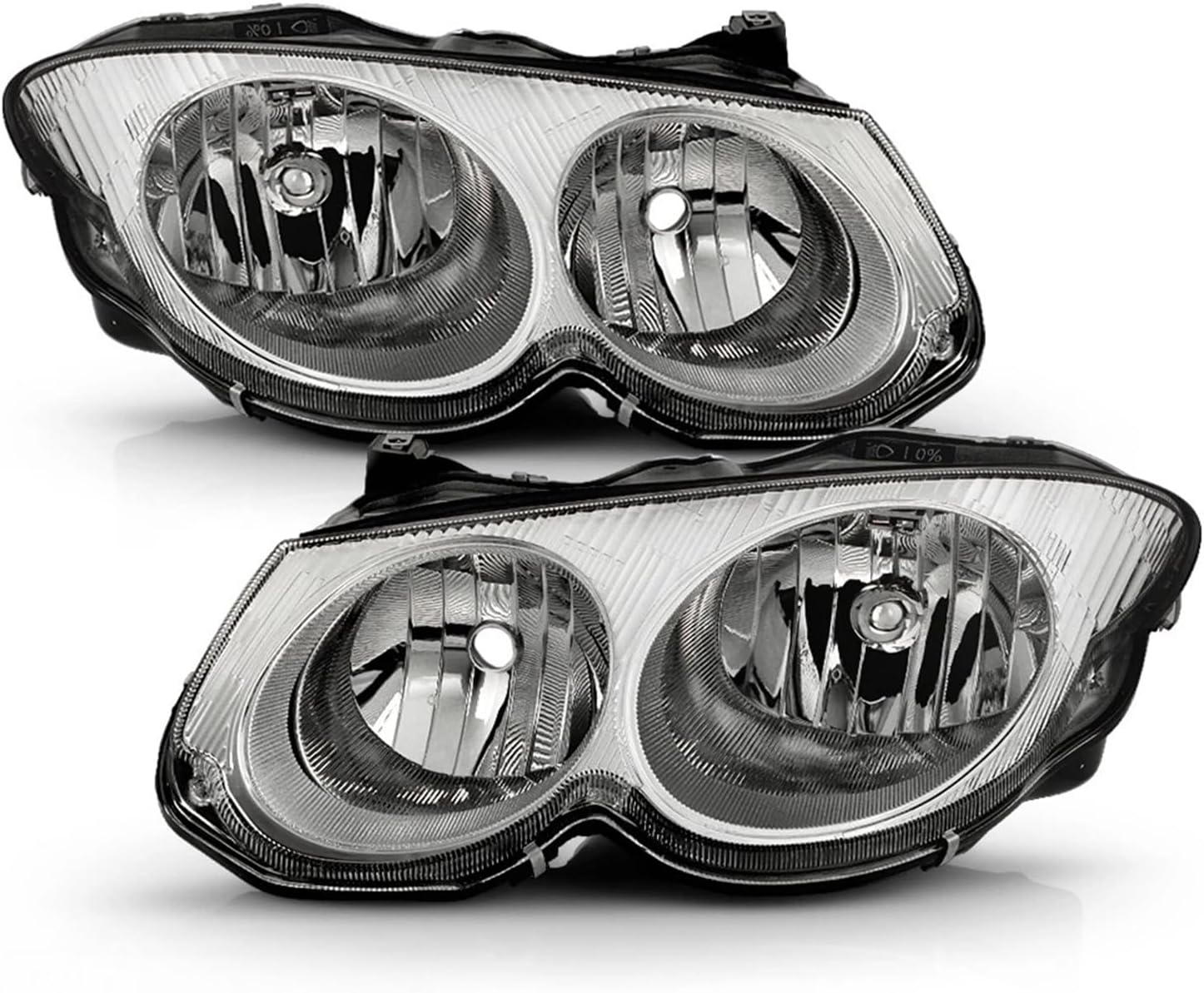 AKKON - For 1999-2004 Chrysler 300M OE Replacement Chrome Bezel Headlights Driver/Passenger Head Lamps Pair New