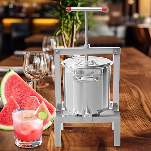 Miniatura 2 de Prensa manual de miel de frutas de 10 L, sidra de acero inoxidable, vino, uva, prensa de manzana para suministros de vino y jugo
