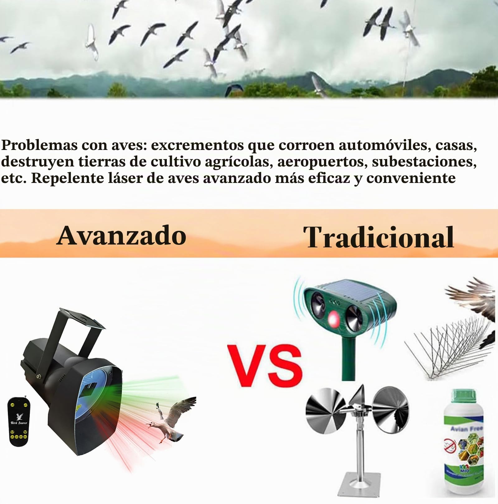 Repelente Láser Industrial para Aves, Ahuyentador De Aves Automático E Impermeable, Dispositivo Láser para Ahuyentar Pájaros En Aeropuertos, Ideal para Palomas, Estorninos Y Gorriones