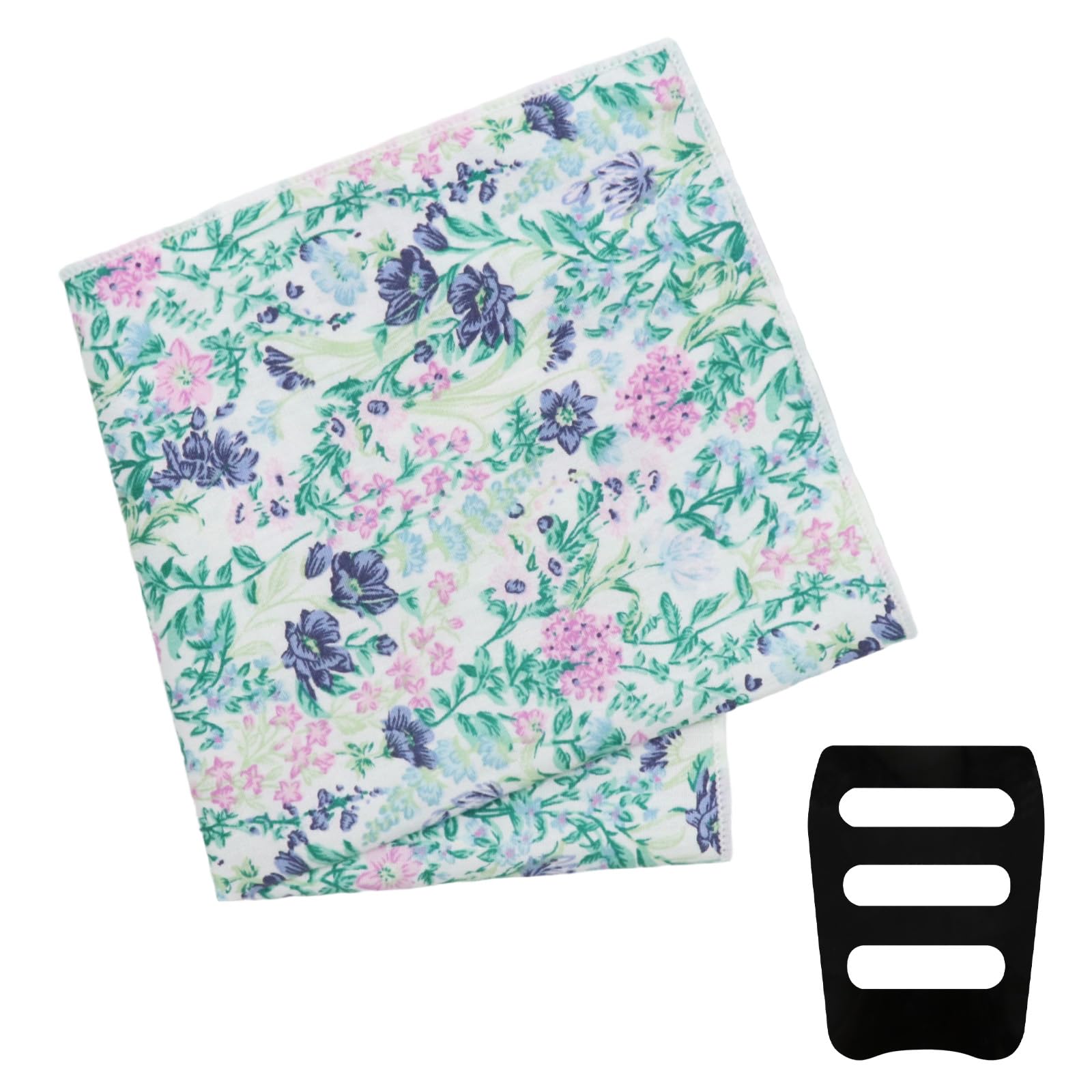 Floral Pocket Squares for Men with Holder Printed Flower Mens Handkerchief Cotton Suit Pocket Hanky for Wedding