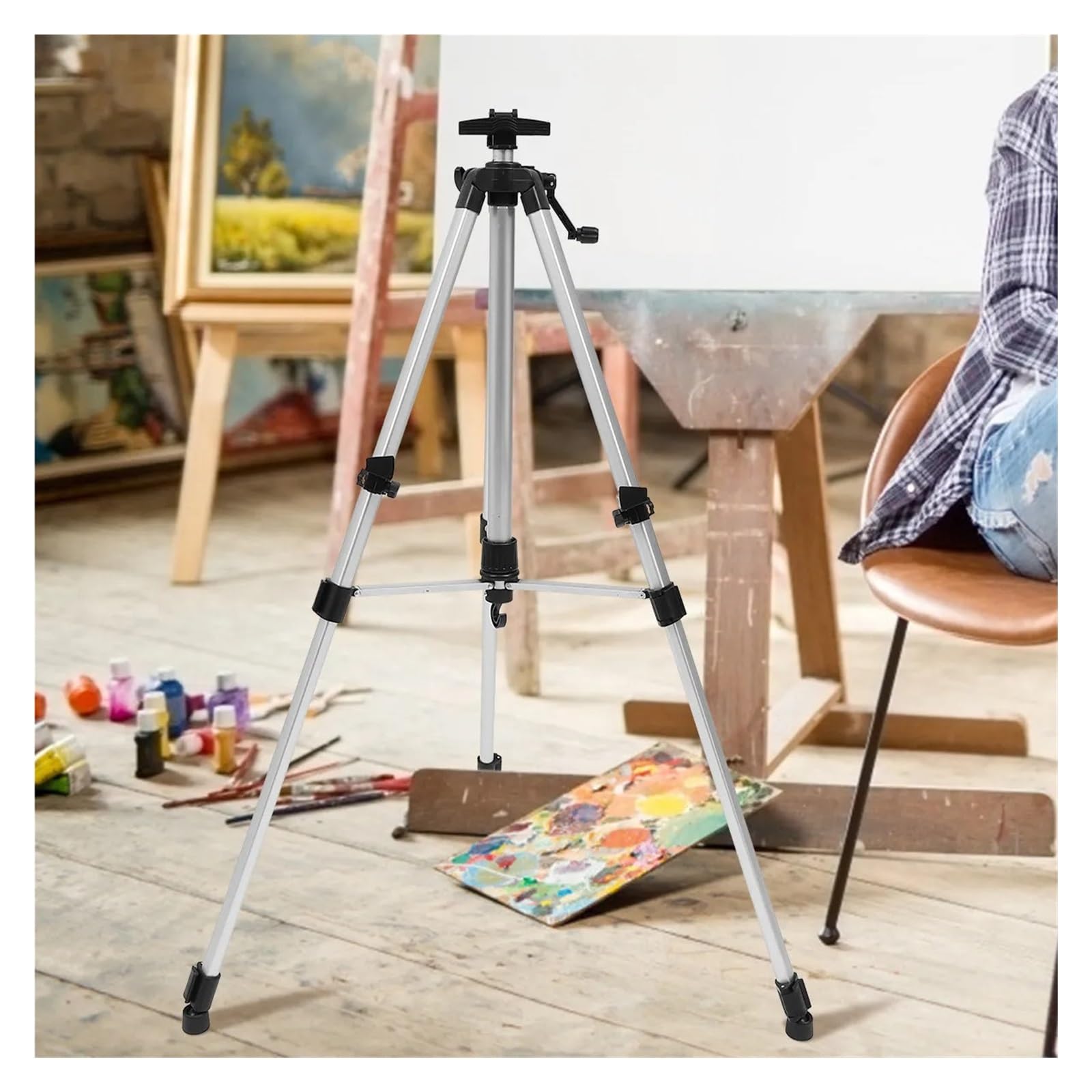 Cavalletto treppiede pieghevole altezza regolabile supporto for pittura su tela in alluminio espositore for disegno for interni ed esterni Art