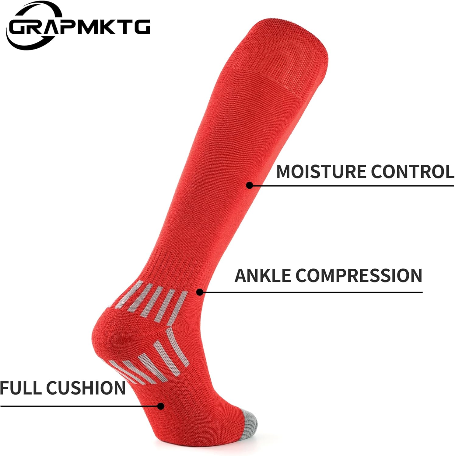 GRAPMKTG 3 Pack Soccer Baseball Softball Socks for Youth Women and Men Knee High Football Socks for Boys Girls - Image 5