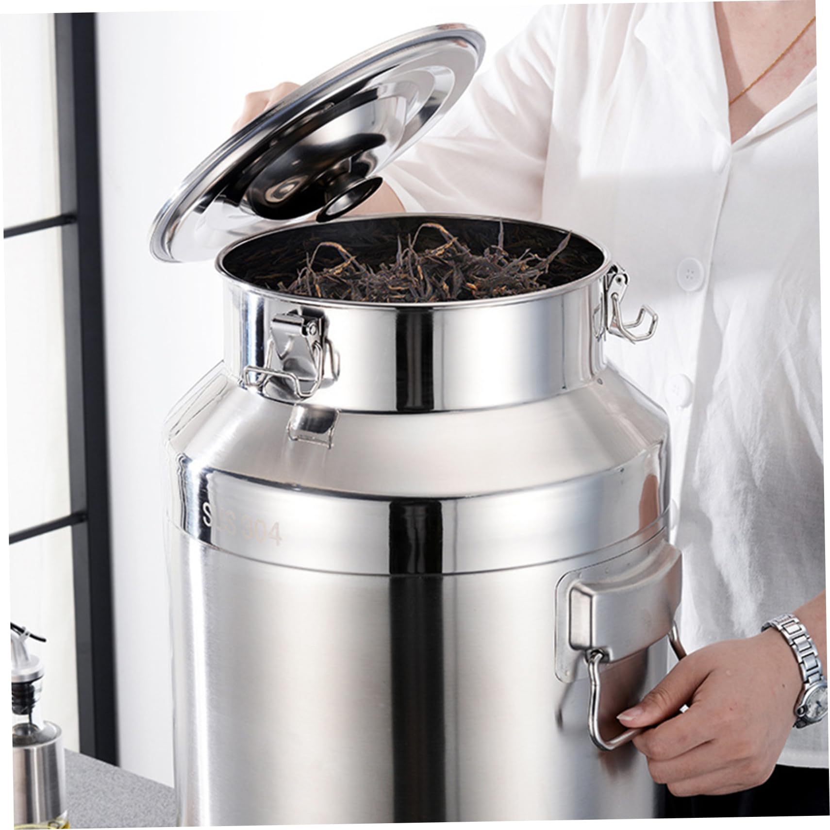 6L Edelstahl-Milchkännchen, robuste Dose mit versiegeltem Deckel
