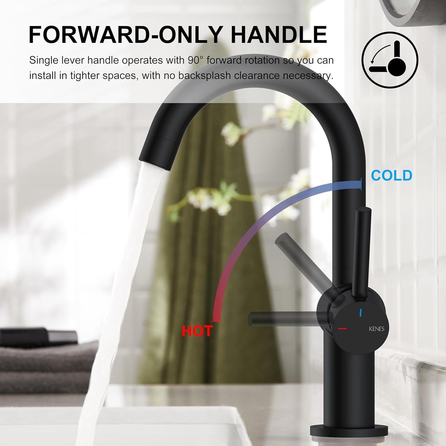 KENES Matte Black Bathroom Sink Faucet, Bathroom Faucets Single Handle Modern Prep Wet Bar Sink Faucets with Drain Assembly & Deck Plate, Farmhouse RV Camper Outdoor Utility Faucet, KE-9005B-2 - Image 4