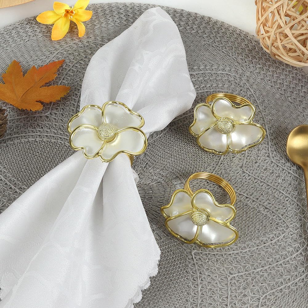 Réutilisable Lot de 100 Ronds De Serviette Floraux Personnalisés Blancs Parfaits pour Les Hôtels Mariages Festivals Fêtes Et Célébrations