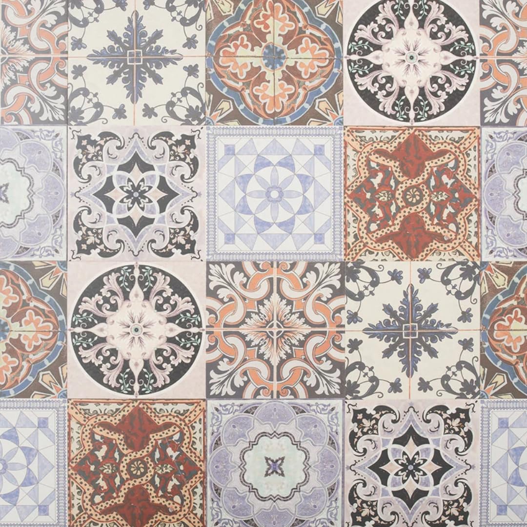 Underfoot Blue/Brown Victorian Style Mosaic Tile Effect Laminate Flooring Pack Vintage Click Fit Laminate Floor Planks - 2.92M² Coverage Per Pack ()