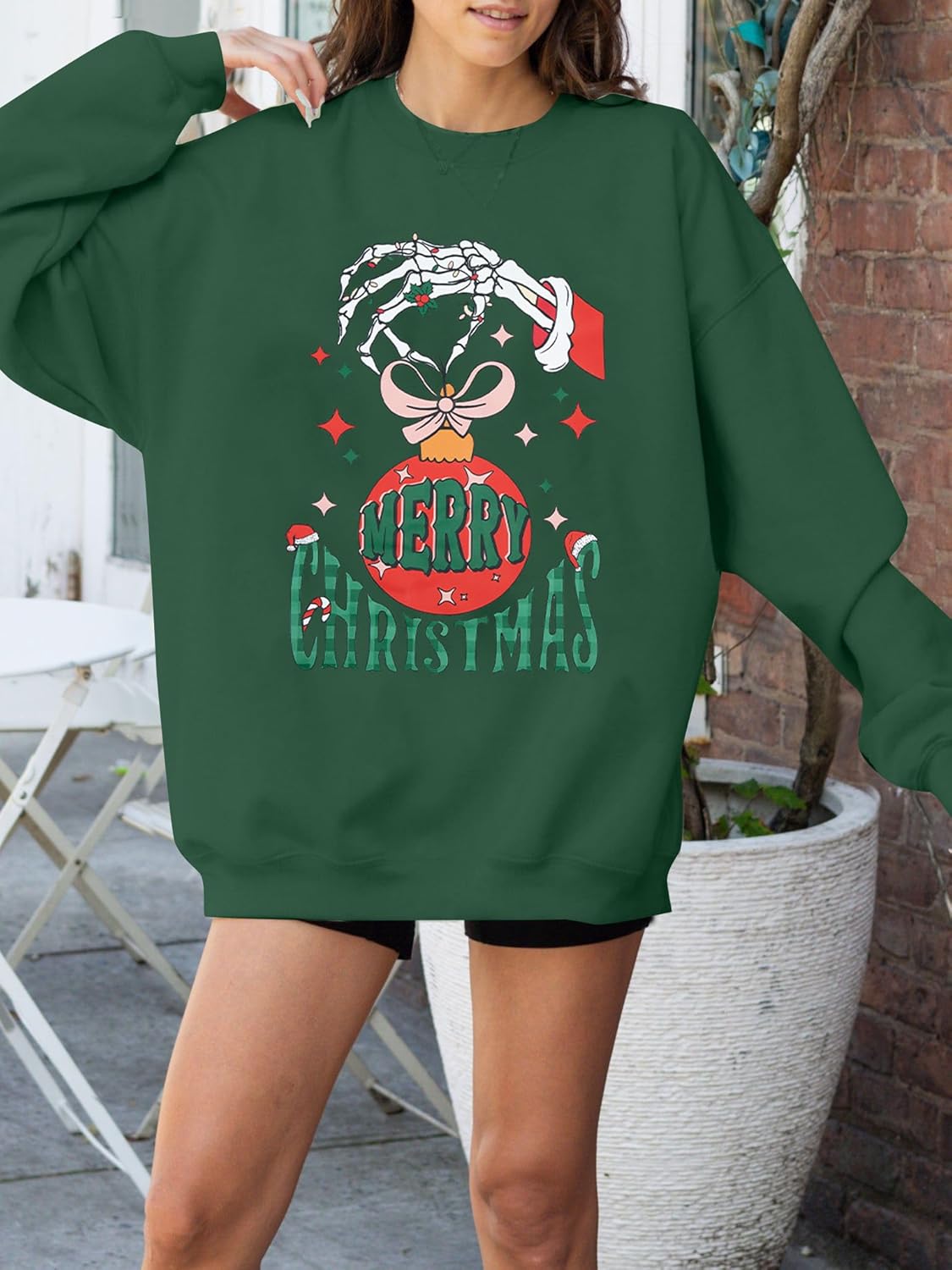 MNLYBABY Merry Christmas Santa Sweatshirt Oversized: Women Christmas Shirt Santa Claus Sweater Christmas Vibes Retro Tops - Image 4