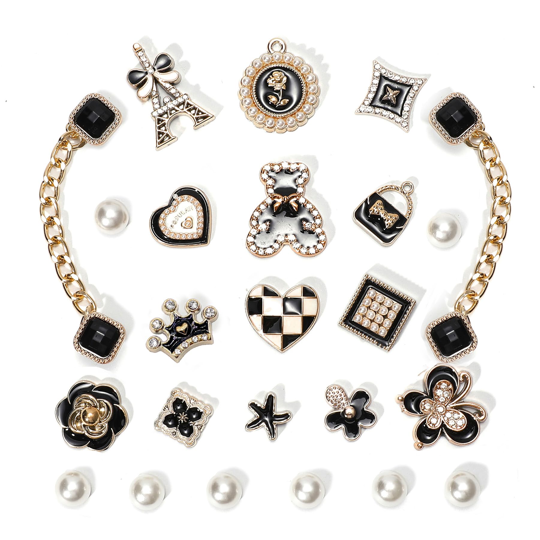 ArrebolliBling Shoe Charms for Women, Sparkle Rhinestones Shoe Decoration Charms, Girly Shoe Chains for Clog Sandals, DIY Shoe Accessories for Party Favor