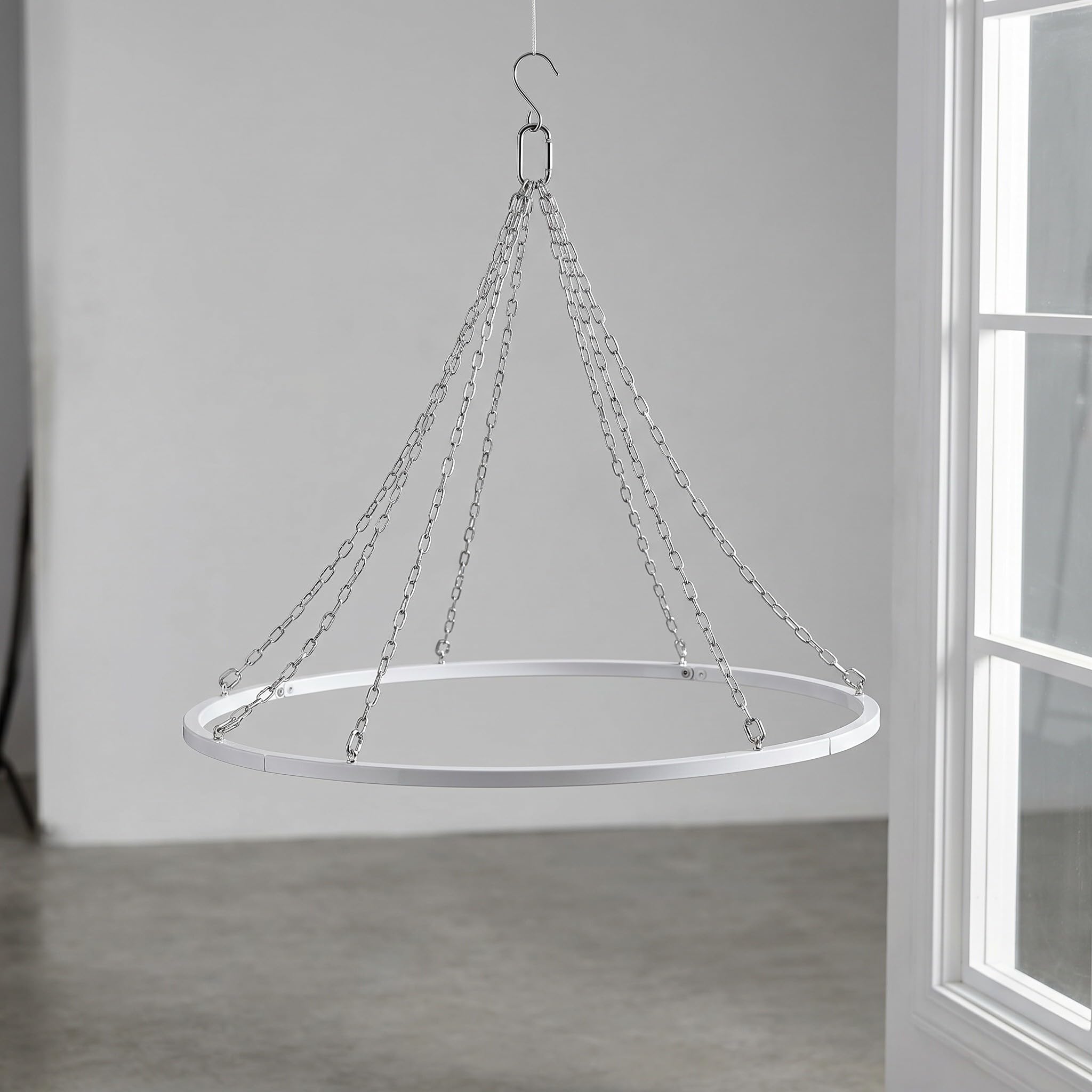 Toddmomy Kit per Appendere Drappeggi da soffitto in Metallo Metallico per 6 Pannelli, Kit di Fissaggio con Cerchi in Metallo Argentato per baldacchino da soffitto, Anello per baldacchino da