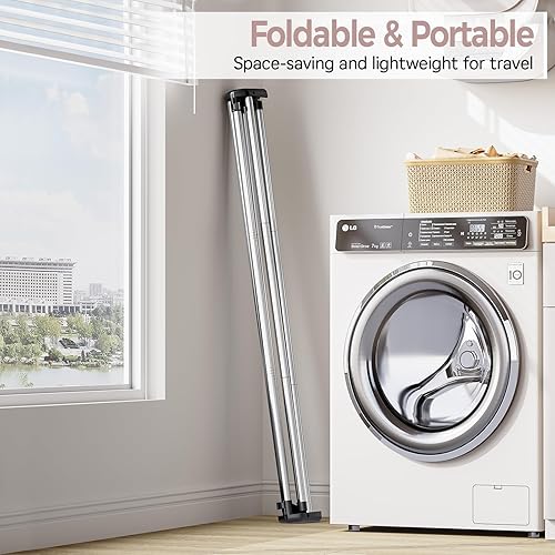 Miniatura 6 de TOOLF Tendedero plegable para ropa, de acero inoxidable, portátil, para interiores y exteriores, de gran capacidad