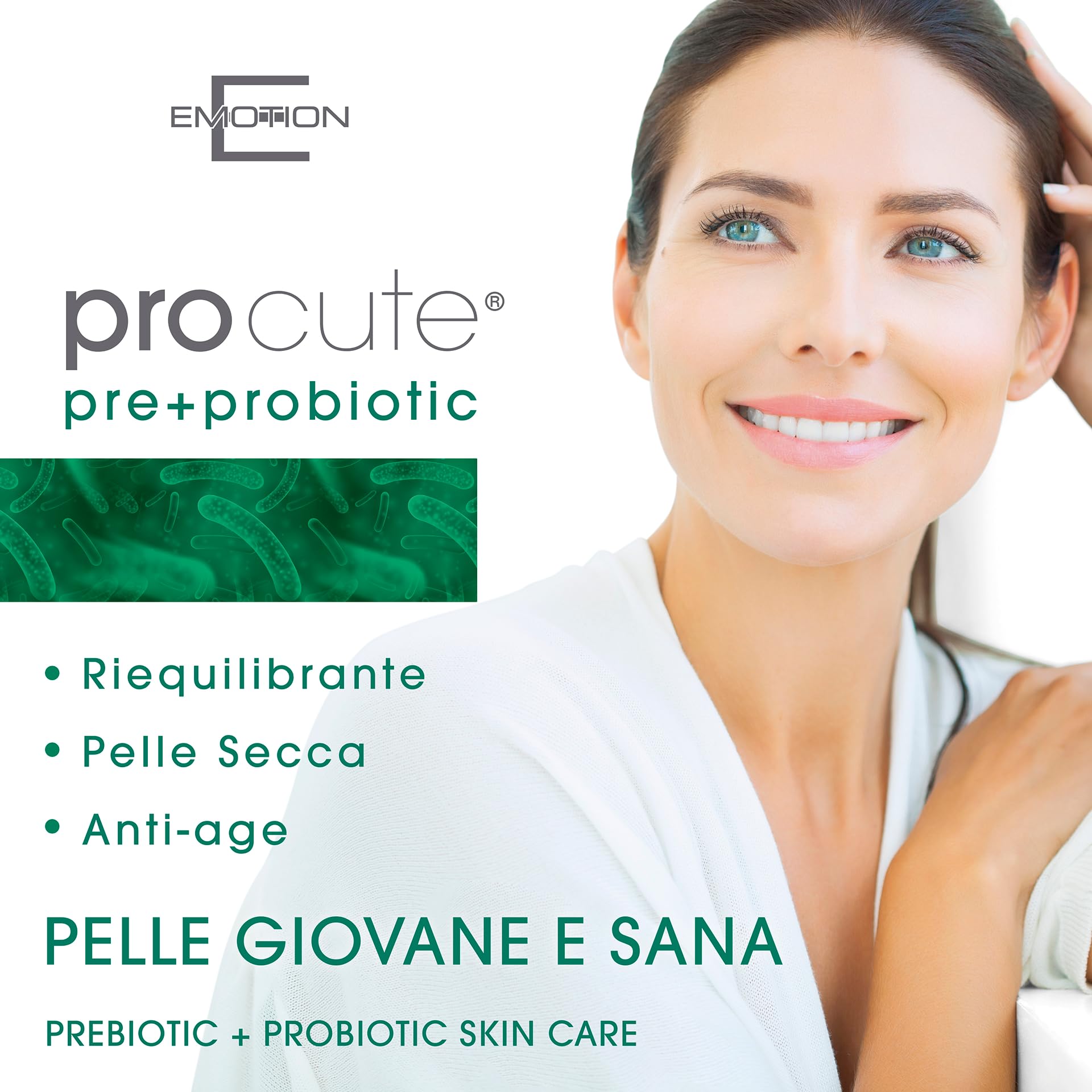 PROCUTE CREMA viso riequilibrante, idratante, antiage con Pre e Probiotici. Crema GIORNO/NOTTE. Per pelli ruvide, disomogenee con rossori o impurità. Formato 50 ml. Formula biologica