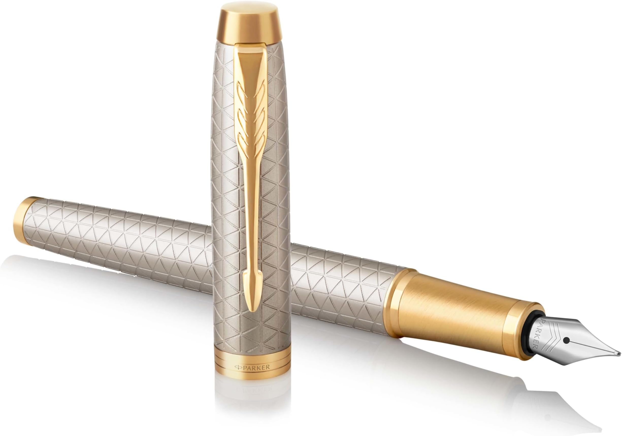 IM Fountain Pen, Premium Warm Silver, Fine Nib with Blue Ink Refill (1931684)