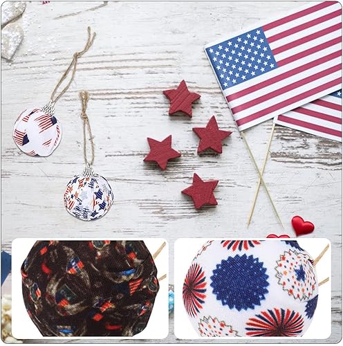 Miniatura 7 de LUOZZY 12 adornos de bolas para el Día de la Independencia, decoraciones patrióticas para colgar del 4 de julio, decoraciones patrióticas para