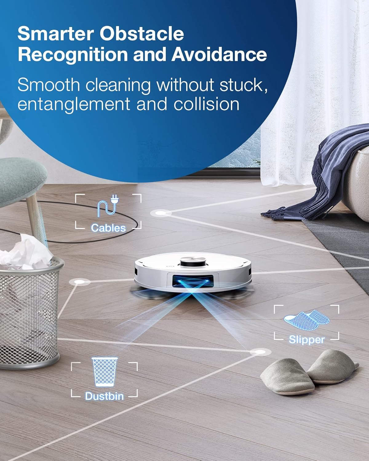 DEEBOT TEO+ Robot aspirador y trapeador combinado con estación de vacío automático, mapeo láser de precisión, mapas 3D, trapeador oscilante, succión de 3000 Pa, limpieza manos libres hasta 60 2