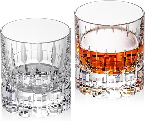 Miniatura 17 de KAMMAK - Juego de 2 vasos de whisky de cristal, vasos sin tallo de 250 ml hechos a mano al soplo, vasos de cóctel de lujo, copa de escocés para