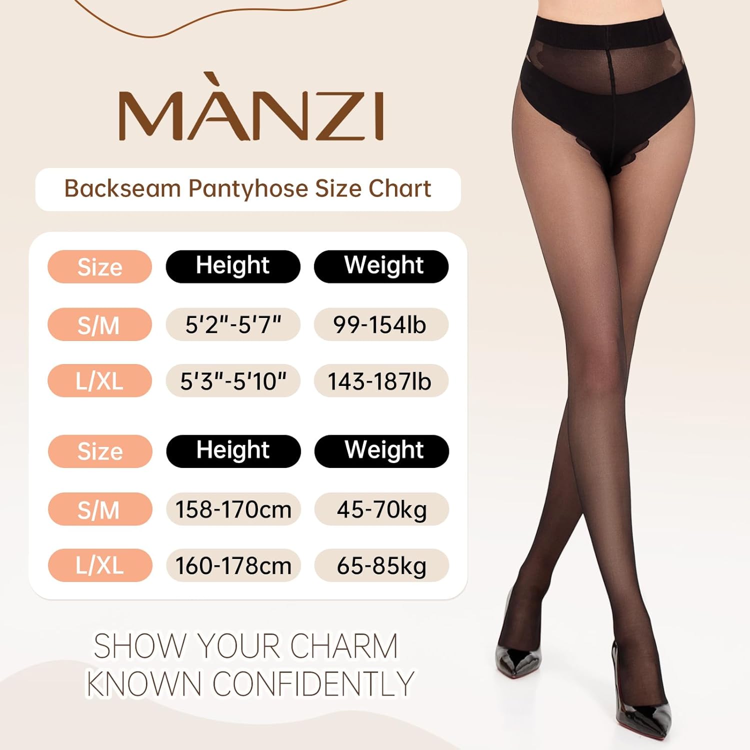 MANZI Sheer Backseam Tights Seamed Nylon Pantyhose for Women 20 Denier - Image 5