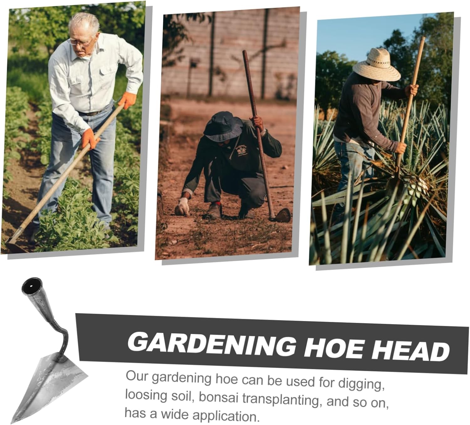 Totority Gardening Hoe Stainless Steel Hoe Head Trenching Tools Garden Digging Tools