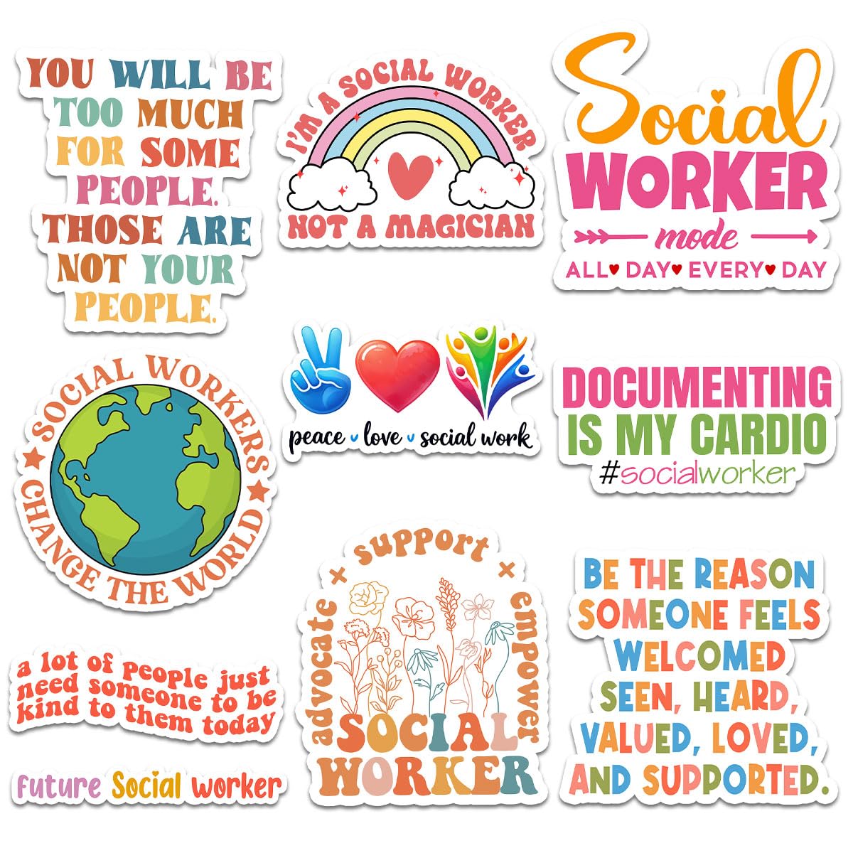 Regalos para trabajadores sociales y consejeros calcomanías estéticas retro UV