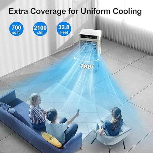 Miniatura 3 de Cozzyben Enfriador de pantano 3 en 1, enfriador de aire evaporativo de 2100CFM, aire acondicionado portátil de unidad de aire acondicionado de 100,