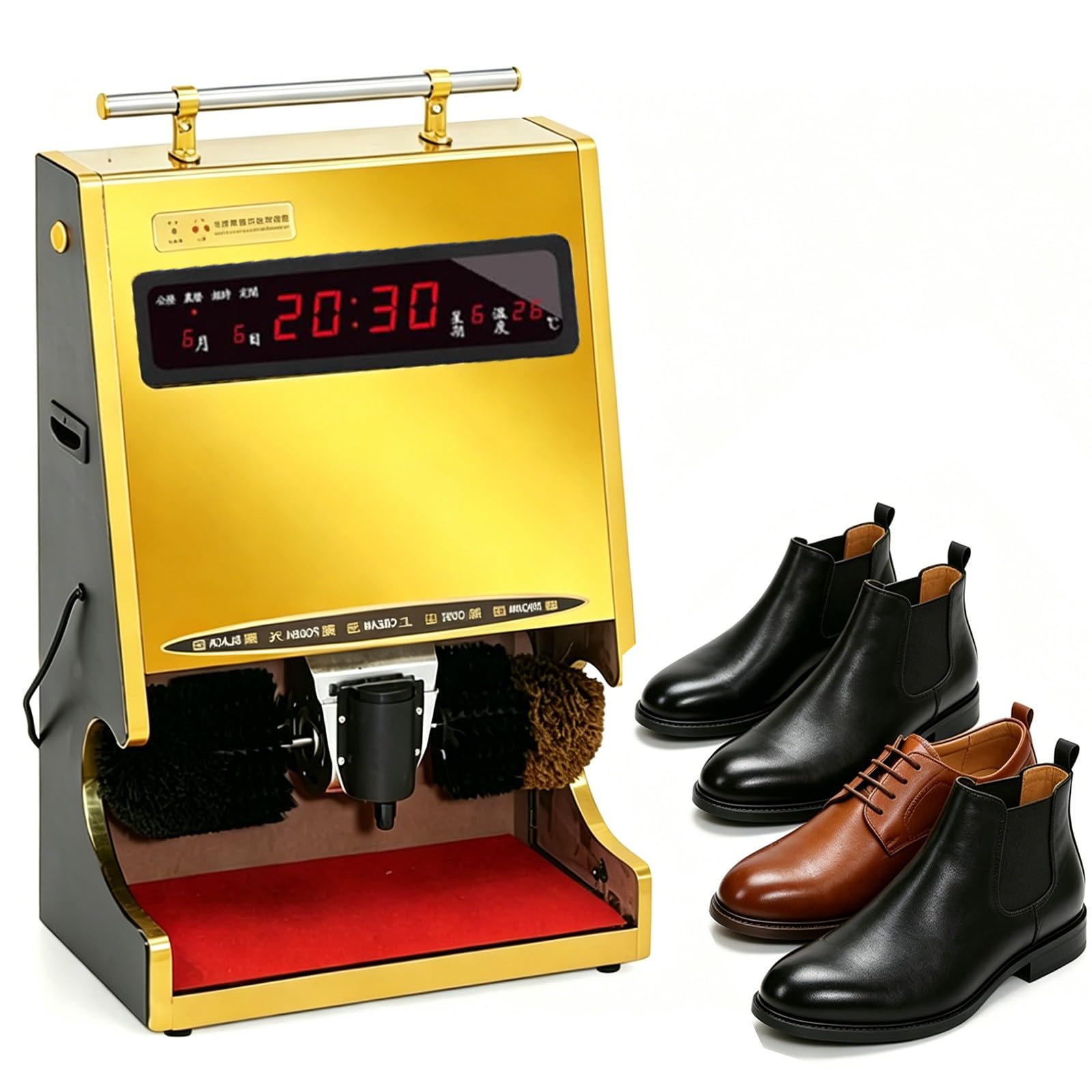 Pulidora eléctrica de zapatos, pulido totalmente automático y eliminación de polvo para zapatos de cuero, ideal para el hogar, oficina, espacios públicos, vestíbulo de hotel, fácil de usar