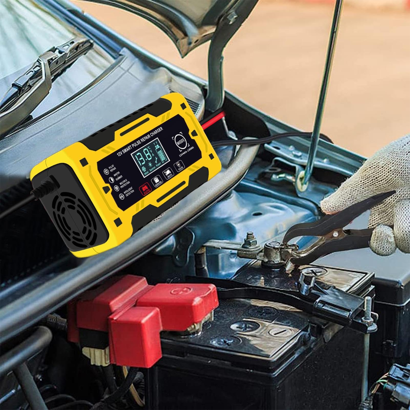 Cargador de coche 12V 6A Mantenedor Portátil De Batería Con Carga Lenta