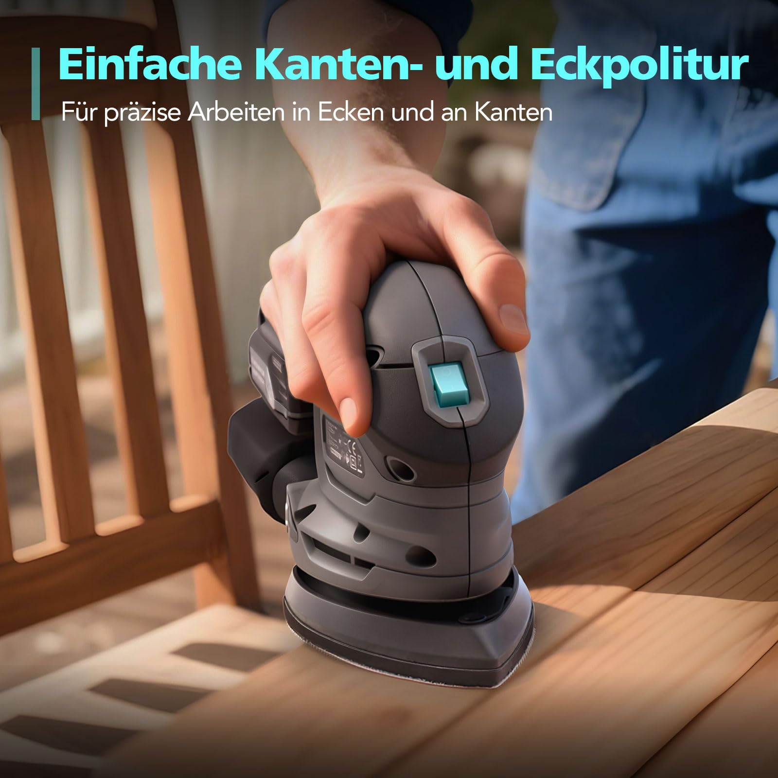 20V Akku Deltaschleifer, Multischleifer, 12000 U/min, Mini Schleifmaschine mit Staubfangbeutel, 20 Schleifpapiere, ergonomischem & 2,0Ah Akku mit Ladegerät, Schwingschleifer für Holz & Wände