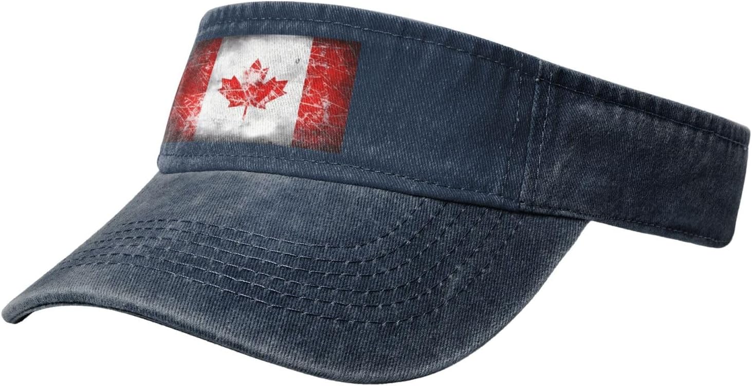 Sun Hats for Men Women Summer Sport Empty top Baseball Cotton with for Beach, Summer, Retro Canada Flag Black