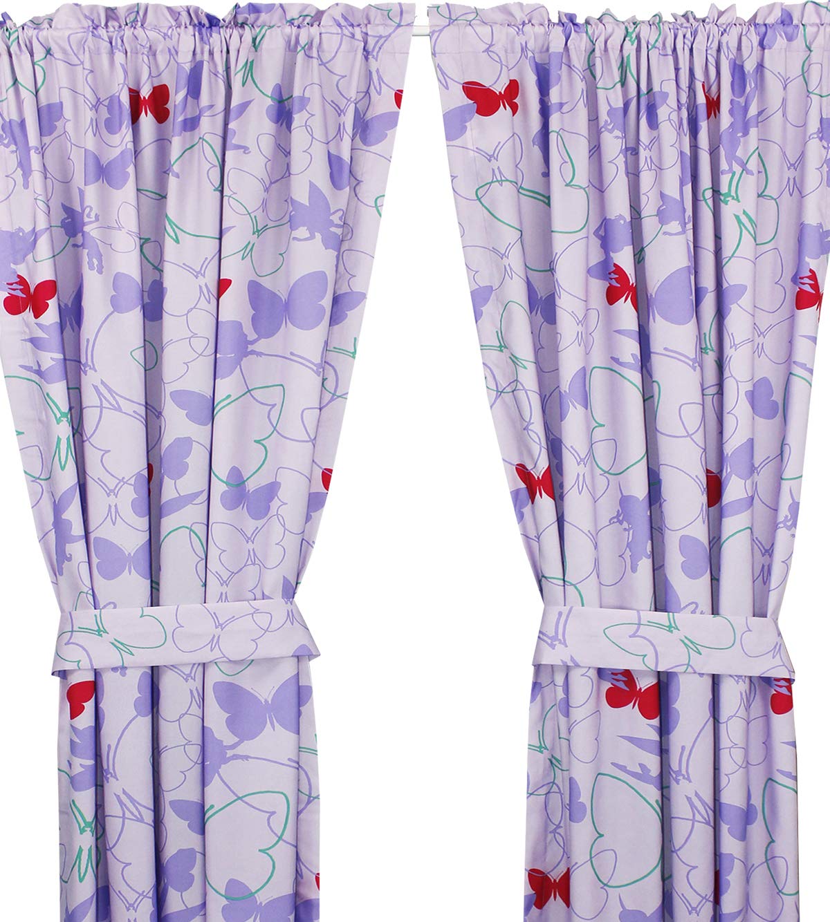 Disney Fairies Sparkling Butterflies Window Drapes 2 Panels 63"x82"