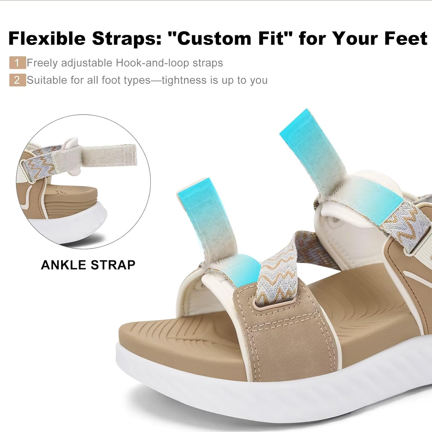 Womens Orthopedic Arch Support Hiking Sandals Cushioned Plantar Fasciitis Walking Sandal for Women