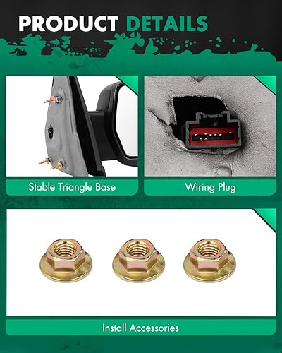 Miniatura 4 de SCITOO Espejo de remolque compatible con Ford 2007-2014 para camioneta de la serie F150, espejo retrovisor eléctrico con luz de señal de giro negro