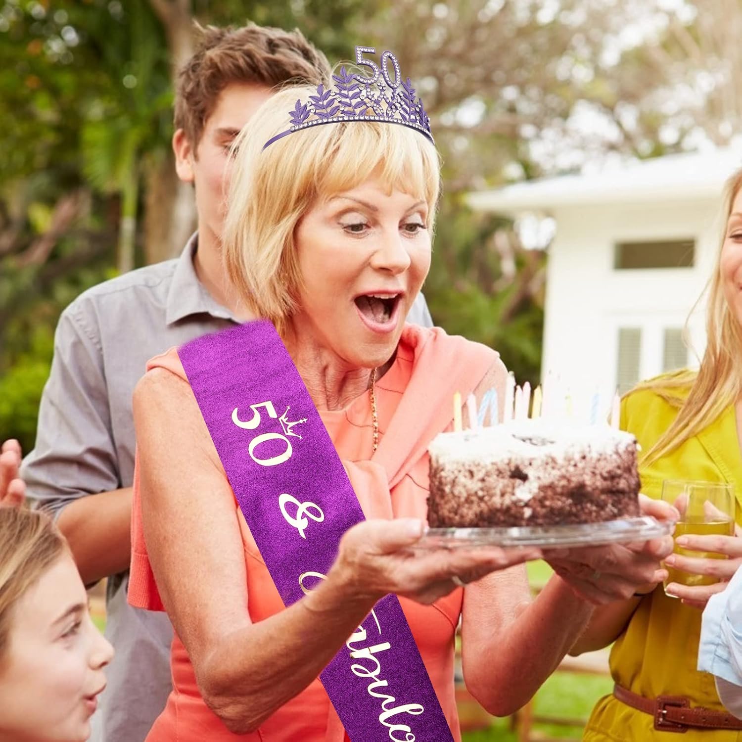 CIEHER 50th Birthday Sash and Tiara for Women, 50th Birthday Decorations for Women 50th Birthday Sash Birthday Crown - Image 6