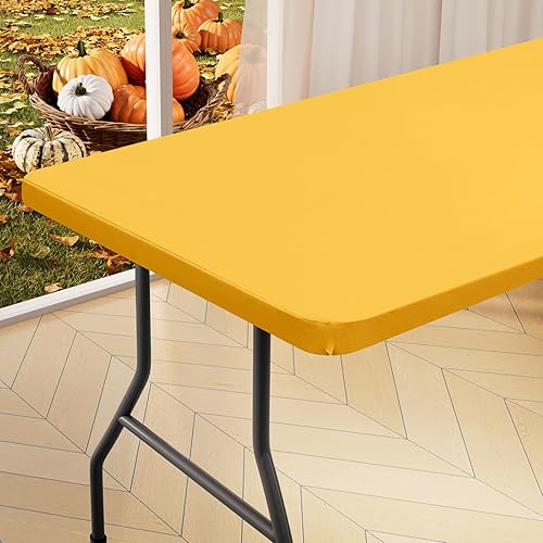 homing Mantel rectangular para mesa, mantel ajustable elástico de poliéster impermeable, se adapta a mesas plegables de 6 pies, protector de mesa