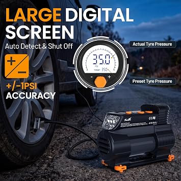 TowerTop Tyre Inflator 12V Heavy Duty 3X Faster Car Tyre Pump