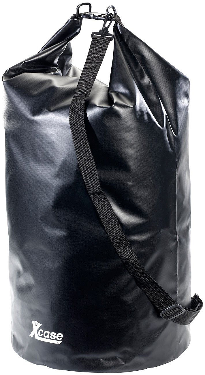 Xcase Rucksack wasserdicht: Urlauber-Set wasserdichte Packsäcke 16/25/70 Liter, schwarz (Wasserdichter Packsack-Rucksack, Wasserdichte Säcke Schwimmen, Unterwasserlicht)