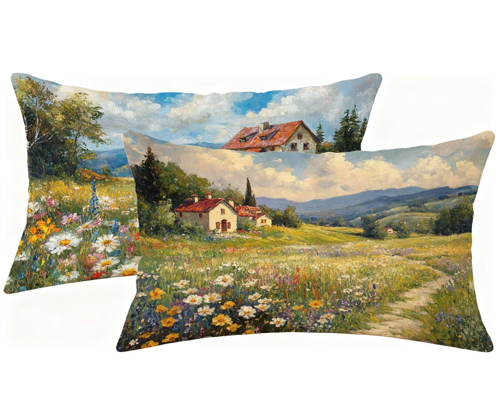 Funda Almohada70x90 Juego de 2, Mar de flores Funda Cojin 70x90 cm Fundas Cojines Sofa, Terciopelo Suave Transpirables y Lavables a Máquina Cabina Cojines Exterior, Decoración del Hogar Sofá h-8718