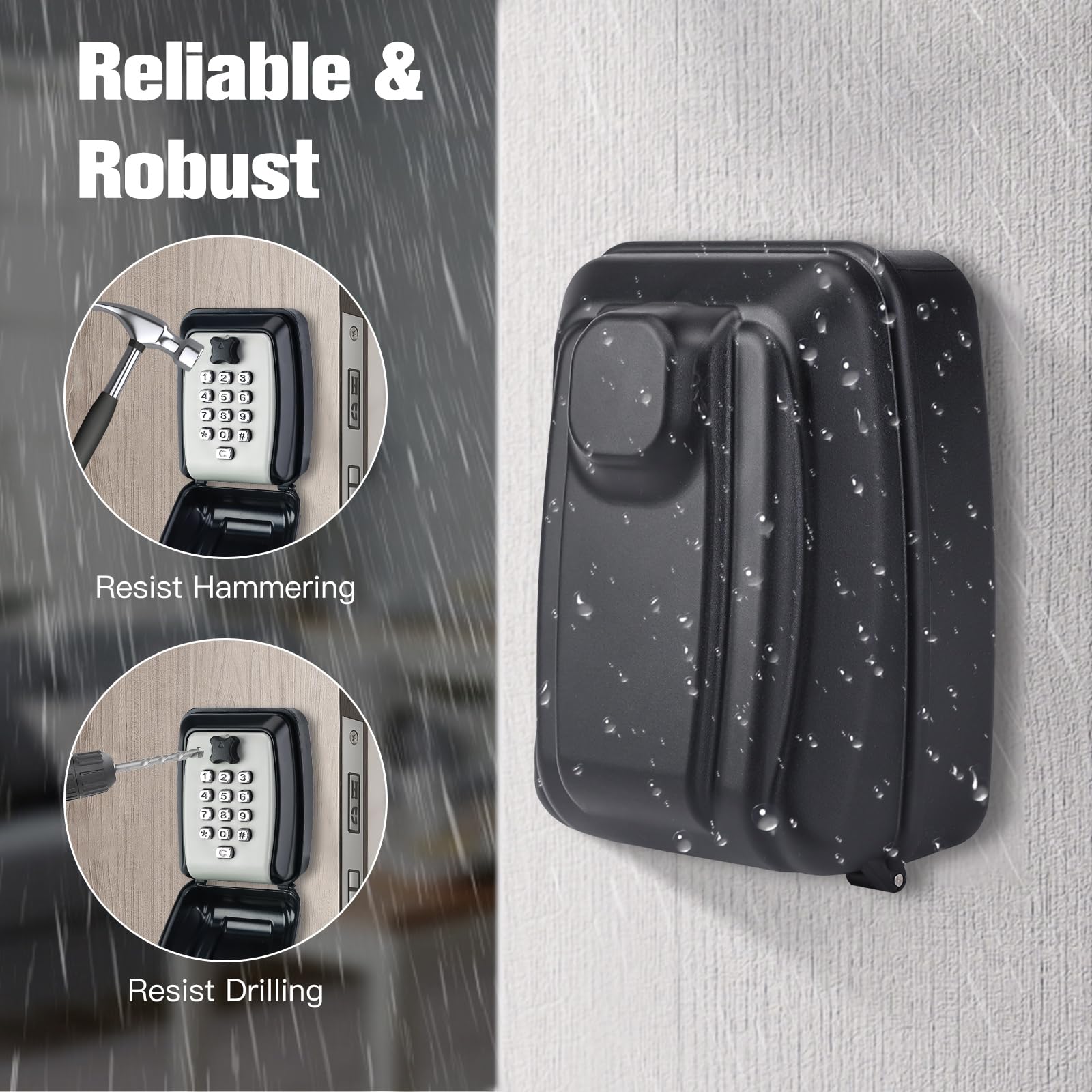 PAIRIER Caja Fuerte para Llaves Grande de Combinación 12 Dígitos Impermeable para Casa, Garaje, Oficina y Escuela