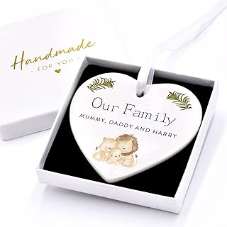 Beecreative New Mummy Daddy Gifts, Our Family Plaque Ornament, Gift For New Parents, First Mothers Day, 1st Fathers Day, Gift From Baby Son Daughter With Gift Box