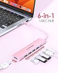 LENTION 6-in-1 USB C 3.0 Hub, 4K HDMI, 100W PD, 1xUSB 3.0, 3xUSB 2.0 | USB 3.0 hub Ideal for Work & Study, Compatible with macOS, iOS/iPadOS, Windows & ChromeOS,Surface (CH17, Rose Gold)